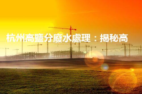 杭州高鹽分廢水處理：揭秘高鹽廢水的“降龍十八掌”！